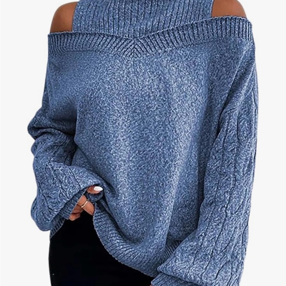 Blue Off-Shoulder Women's Sweater